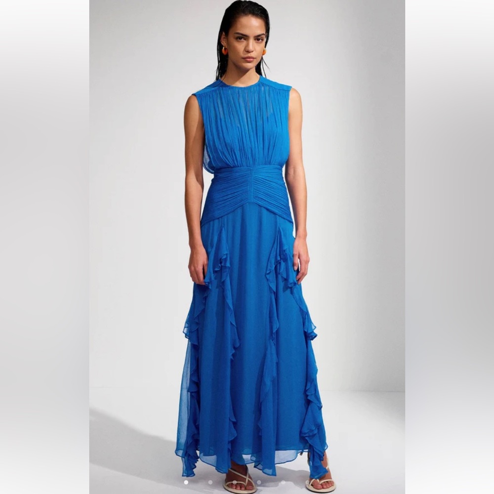 Shona Joy Electric Blue Pleated Maxi Dress